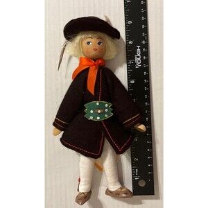Rare VINTAGE GROMADA Wooden DOLL TRADITIONAL COSTUME w/ Tag Polish Doll Poland